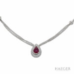 Kette mit Rubin Anhänger 42cm Weißgold 750 / 18K mit Diamanten Vorschau