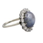 Ring in Sonnenform Gr. 55 Weißgold 750 / 18K mit Sternsaphir und 0,42ct Diamanten Vorschau