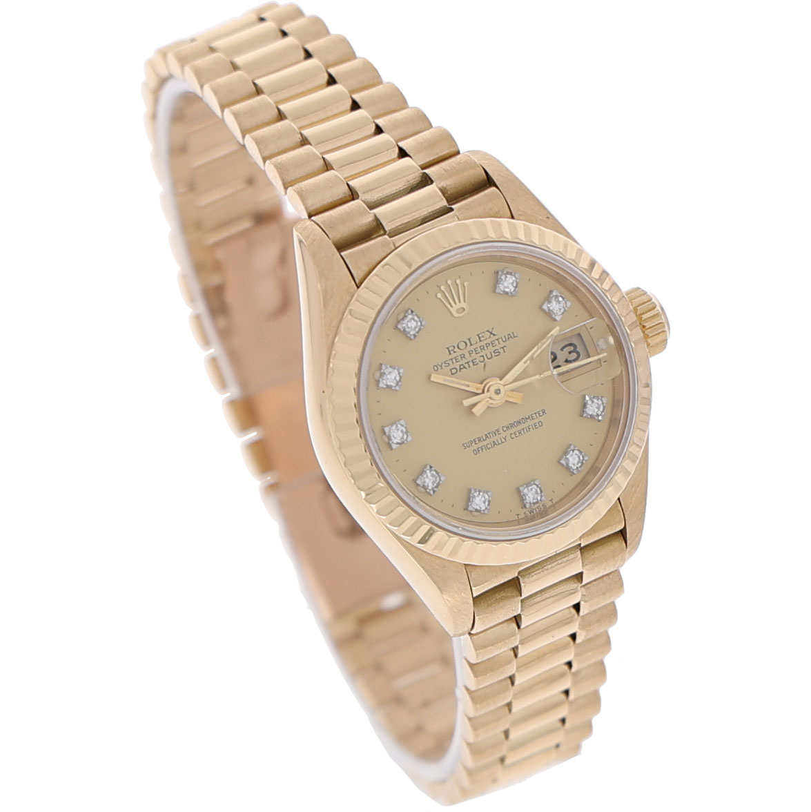 Rolex Lady-Datejust 26 Ref. 69178 Gold 18K Factory Diamond Dial ca. 1985’s Vintage Watch - Bild 3