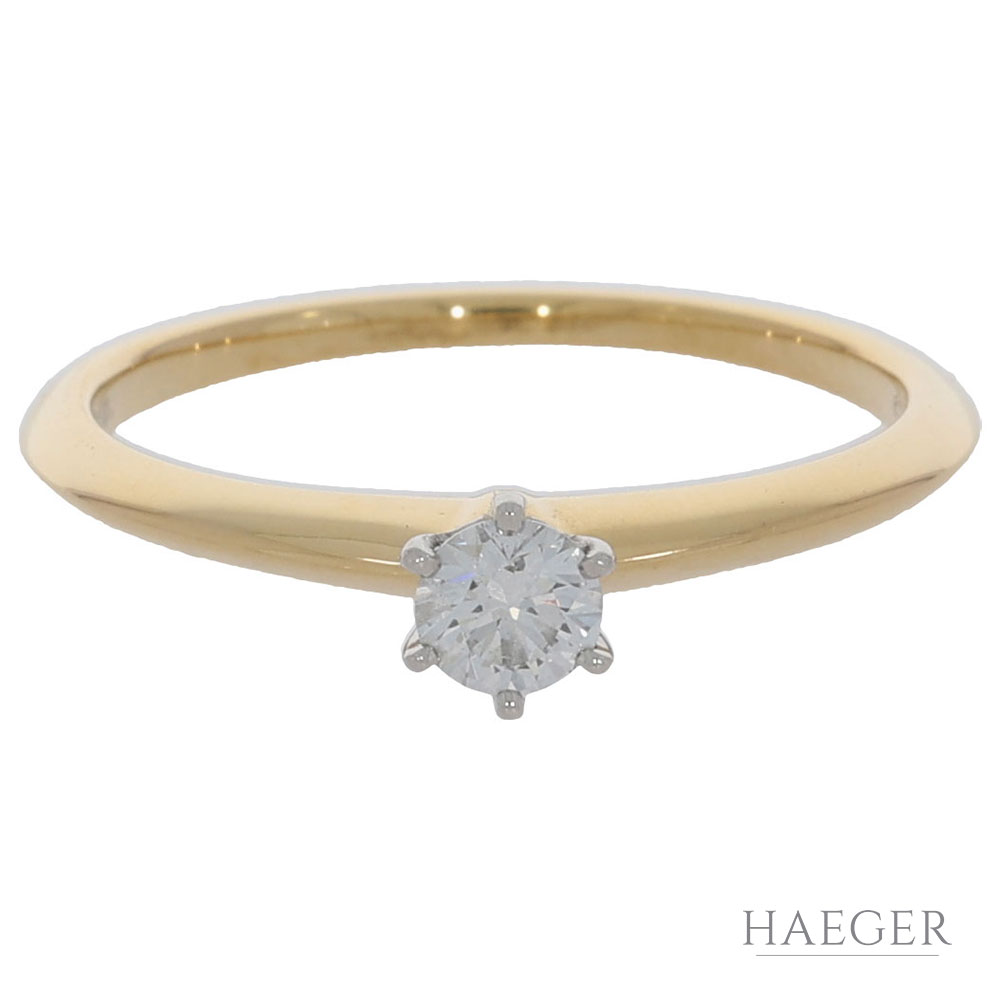Tiffany & Co. Solitärring Gr.55 Gelbgold750 / 18K mit 0,22ct Diamant - Bild 2