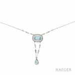 Collier 38cm Platin , Gold 585 / 14K mit Diamanten, Aquamarin, Perlen Vorschau