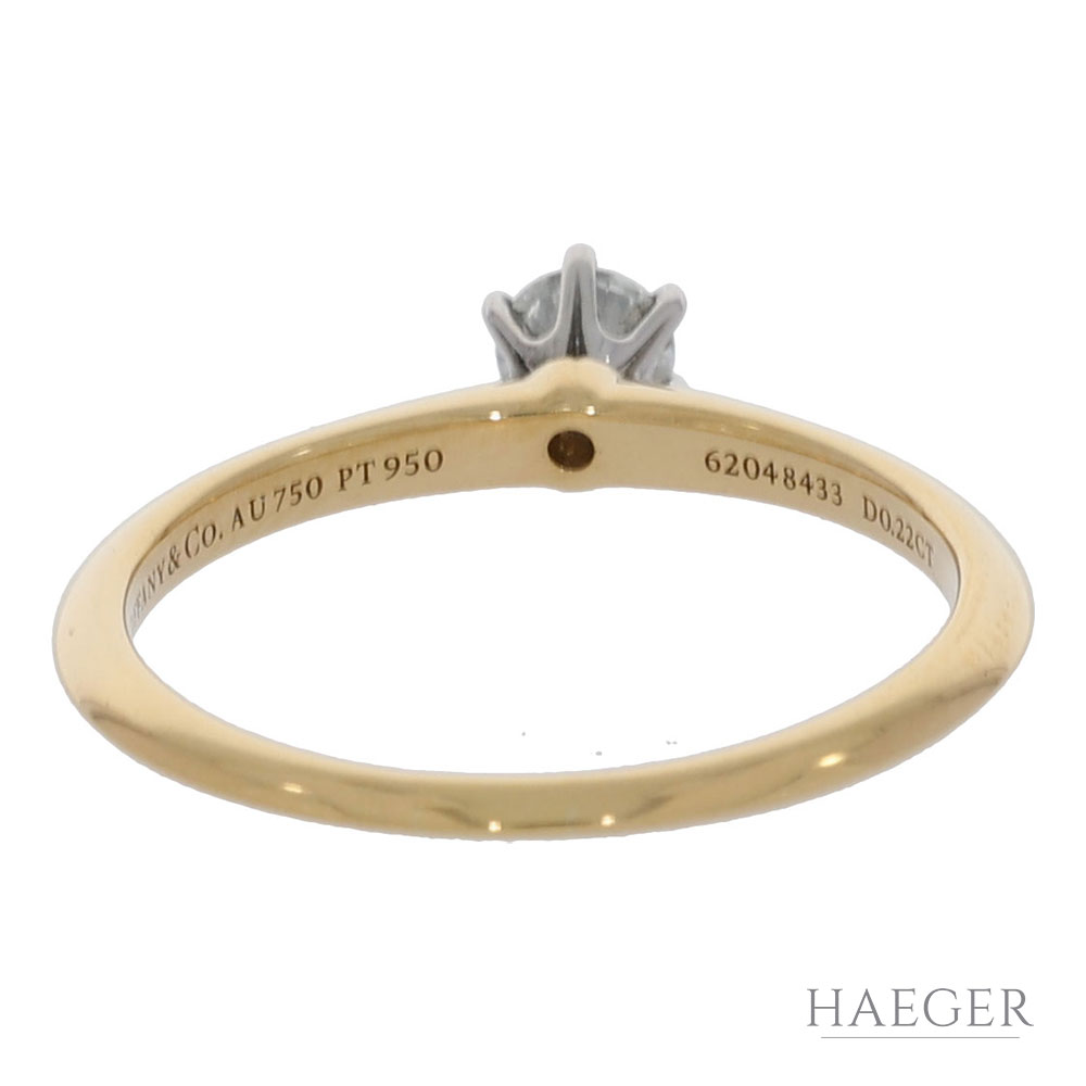 Tiffany & Co. Solitärring Gr.55 Gelbgold750 / 18K mit 0,22ct Diamant - Bild 3