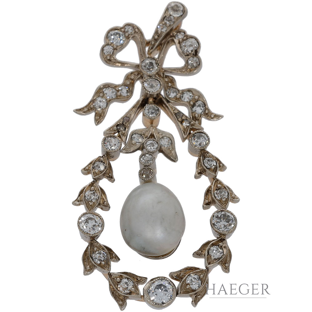 Anhänger Gelbgold 585 / 14K mit 0,8ct Diamanten und Perlen