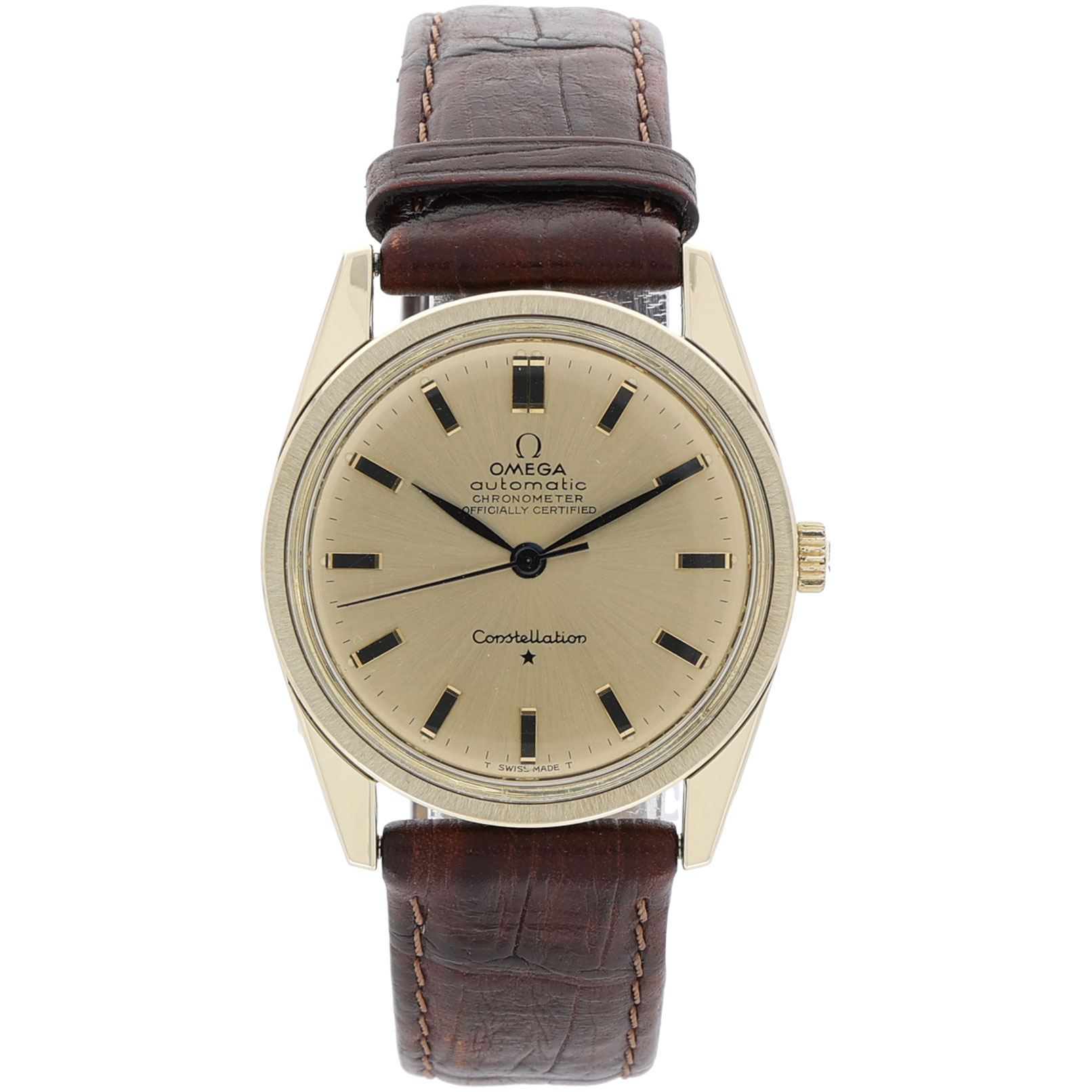 Omega Classic Constellation automatic Chronometer wide boy index goldplated ca. 1970