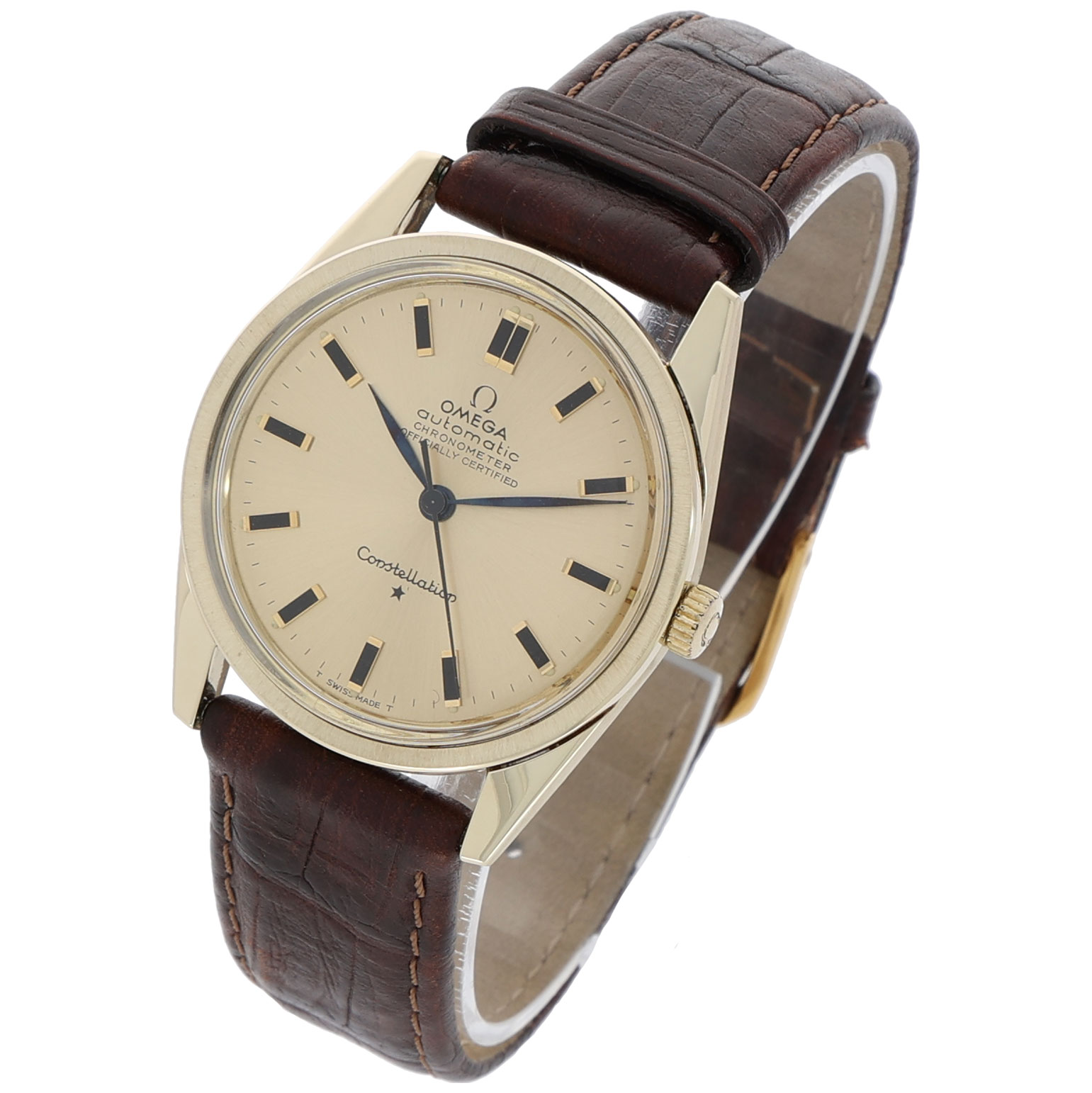 Omega Classic Constellation automatic Chronometer wide boy index goldplated ca. 1970