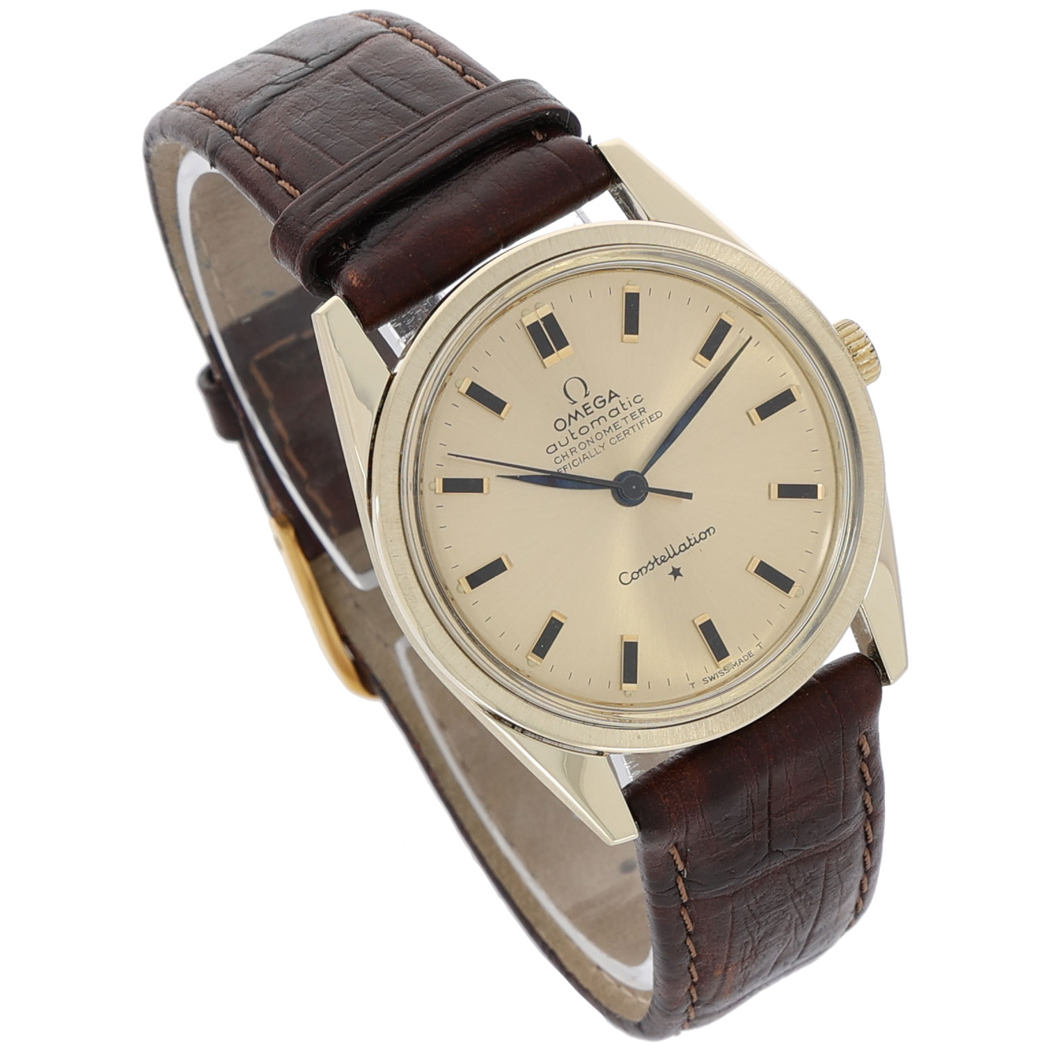 Omega Classic Constellation automatic Chronometer wide boy index goldplated ca. 1970