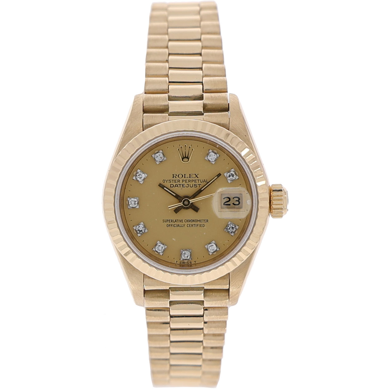 Rolex Lady-Datejust 26 Ref. 69178 Gold 18K Factory Diamond Dial ca. 1985’s Vintage Watch