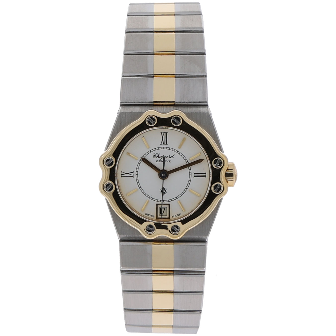 Chopard St. Moritz Ref. 8024 Stahl/Gold 18K weißes Zifferblatt mit Papieren 1996