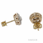 Ohrstecker in floraler Form Gelbgold 333 / 8K mit 0,8ct Diamanten - Bild 2 Vorschau