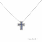Kreuzkette 41,5cm Weißgold 750 / 18K mit Saphir und 0,5ct Diamanten - Bild 2 Vorschau