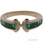 Ring Gr.53 Gelbgold 750 / 18K mit Diamanten Rubinen und Smaragden - Bild 2 Vorschau
