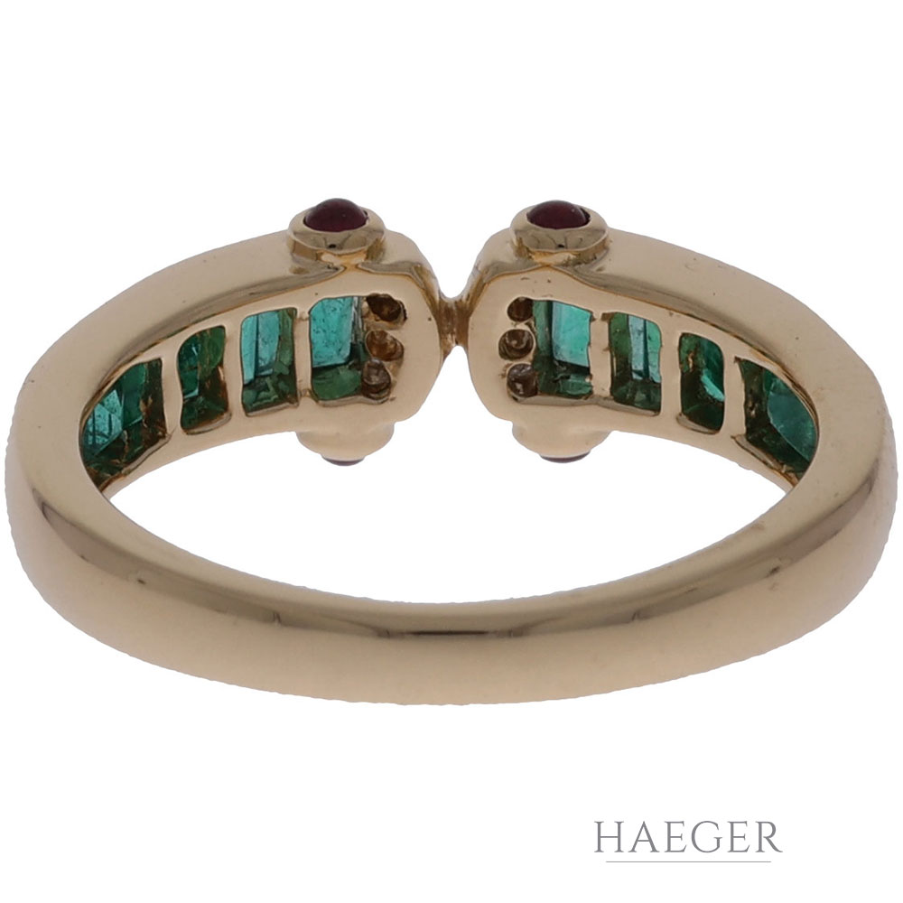 Ring Gr.53 Gelbgold 750 / 18K mit Diamanten Rubinen und Smaragden - Bild 3