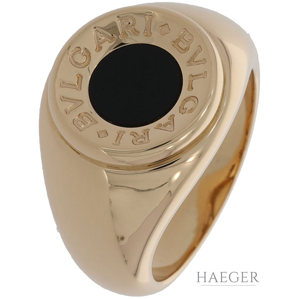 Bulgari Siegelring mit Onyxbesatz in 750er Gelbgold
