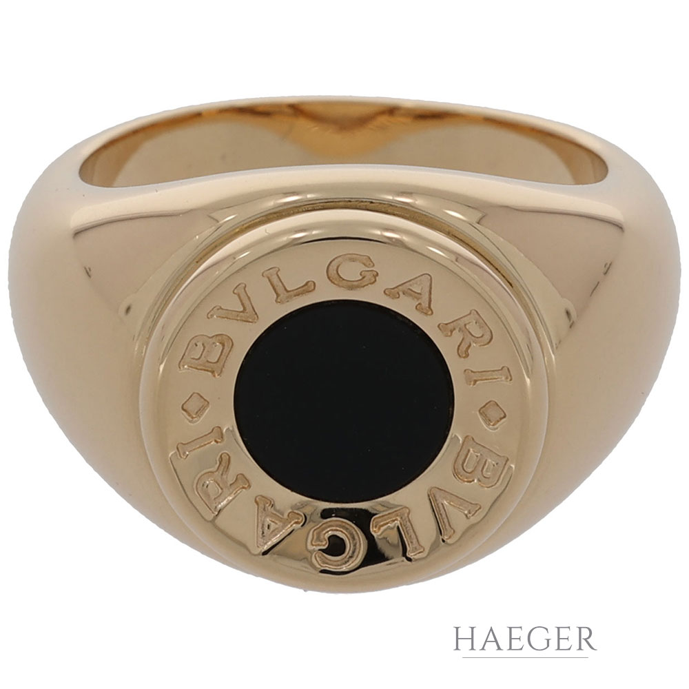 Bulgari Siegelring mit Onyxbesatz in 750er Gelbgold