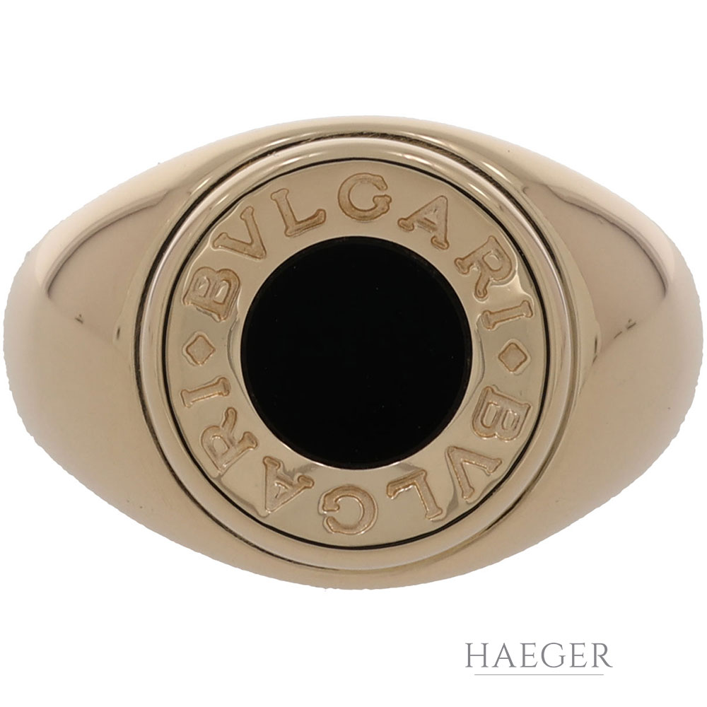 Bulgari Siegelring mit Onyxbesatz in 750er Gelbgold