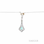 Jugendstil Collier 40cm Weißgold 585 / 14K mit Diamanten und Smaragd Vorschau