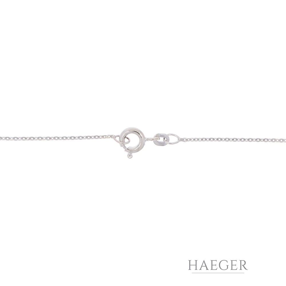 Jugendstil Collier 40cm Weißgold 585 / 14K mit Diamanten und Smaragd
