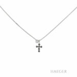 Kette mit Kreuz und Solitäranhänger 68cm mit Diamanten Vorschau
