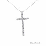Kreuzkette 45cm Weißgold 585 / 14K mit 0,5ct Diamanten Vorschau