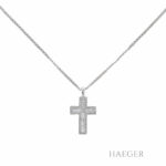 Kreuzkette 45cm Weißgold 585 / 14K mit 1ct Diamanten Vorschau
