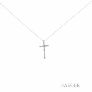 Kreuzkette 45cm Weißgold 585 / 14K mit 0,5ct Diamanten