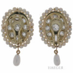 Ohrclips Gelbgold 585 / 14K mit 2ct Altschliff Diamanten und Perlen Vorschau