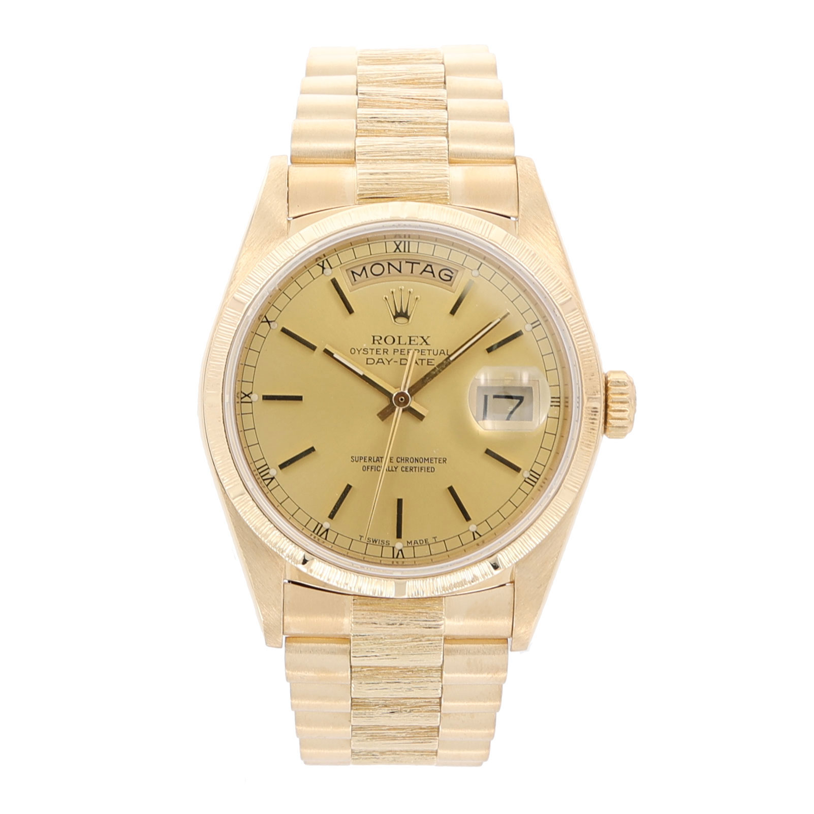 Rolex Day-Date 36 Ref 18078 Borke Design Full Set 1985 almost no stretch