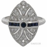 Ring Gr.53 Weißgold 750 / 18K mit 0,3ct Diamanten und Saphiren Vorschau