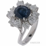 Saphir Ring Gr.53 Weißgold 750 / 18K mit 1ct Diamanten Vorschau