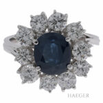 Saphir Ring Gr.53 Weißgold 750 / 18K mit 1ct Diamanten Vorschau