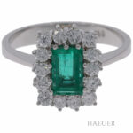 Smaragd Ring Gr.54 Weißgold 750 / 18K mit 0,7ct Diamanten Vorschau