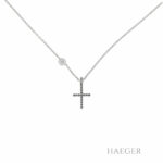 Solitär Kreuzanhänger Kette 62cm Weißgold 750 / 18K mit Diamanten Vorschau