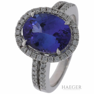 Tanzanit Ring Gr.53 Weißgold 750 / 18K mit 0,4ct Diamanten