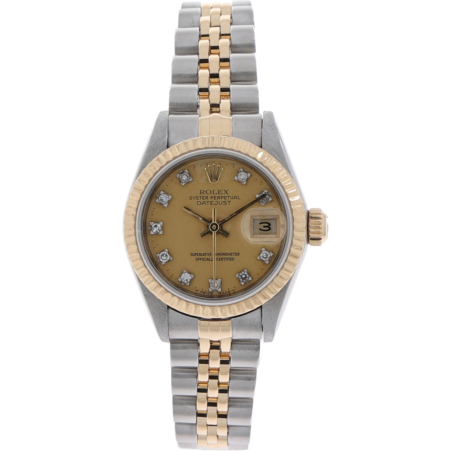 Rolex Lady-Datejust Referenz 69173 Steel/Gold18K champagne diamond dial Full Set 1986 LC100