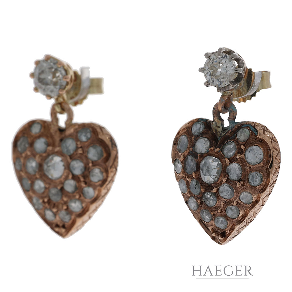 Herzohrhänger Gelbgold 585 / 14K mit 0,9ct Diamanten - Bild 3