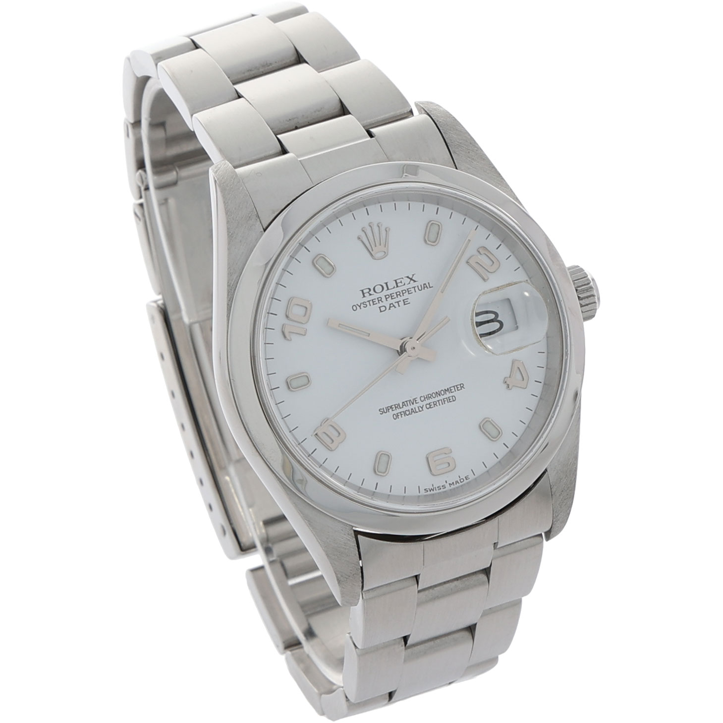 Rolex Oyster Perpetual Date Ref. 15200 white arab dial Full Set
