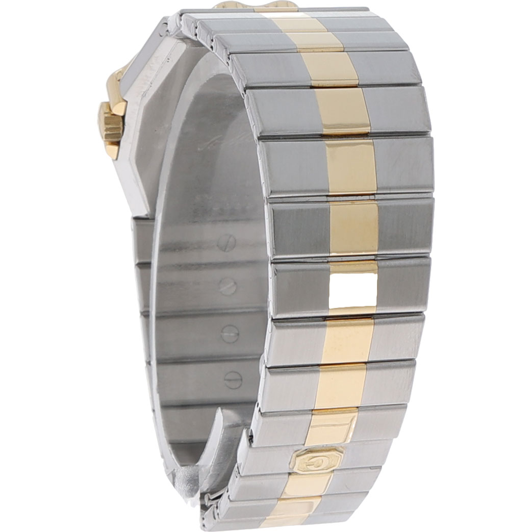 Chopard St. Moritz Referenz 8023 32 mm Edelstahlgehäuse 18 Karat Gelbgold Akzente weisses Zifferblatt Saphirglas