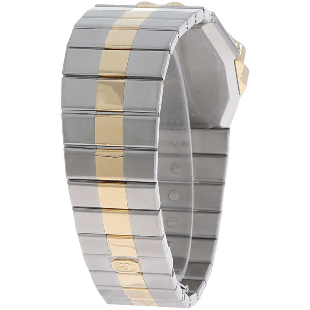 Chopard St. Moritz Referenz 8023 32 mm Edelstahlgehäuse 18 Karat Gelbgold Akzente weisses Zifferblatt Saphirglas