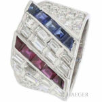 Ring Groesse 53 Weissgold mit Diamanten Rubine und Saphire Vorschau