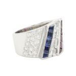 Ring Groesse 53 Weissgold mit Diamanten Rubine und Saphire Vorschau