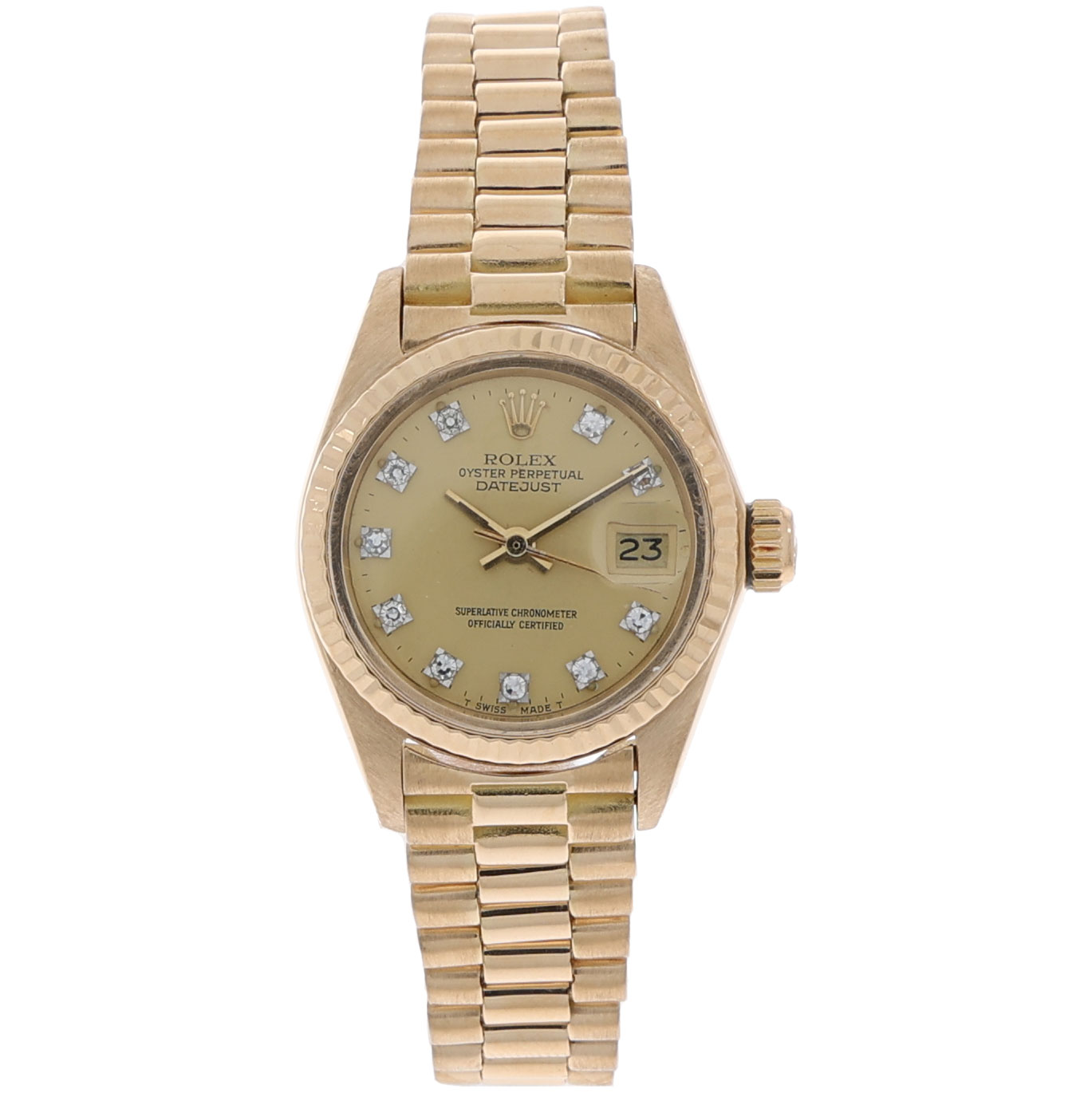 Rolex Lady-Datejust Ref. 6917 Gold 18K Factory Diamond Dial 1979's Vintage Watch
