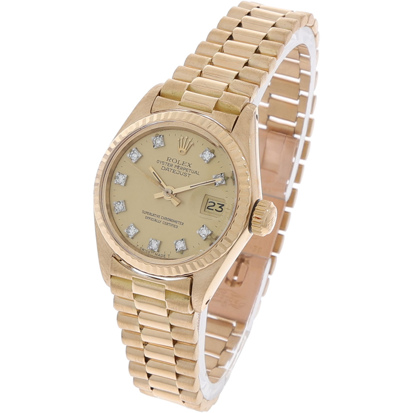 Rolex Lady-Datejust Ref. 6917 Gold 18K Factory Diamond Dial 1979's Vintage Watch