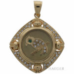 Anhaenger mit Drehelement Gelbgold 18 Karat mit Diamanten und Smaragd Vorschau