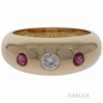Cartier Ring in 750er Gelbgold mit Diamant und Rubinbesatz Vorschau