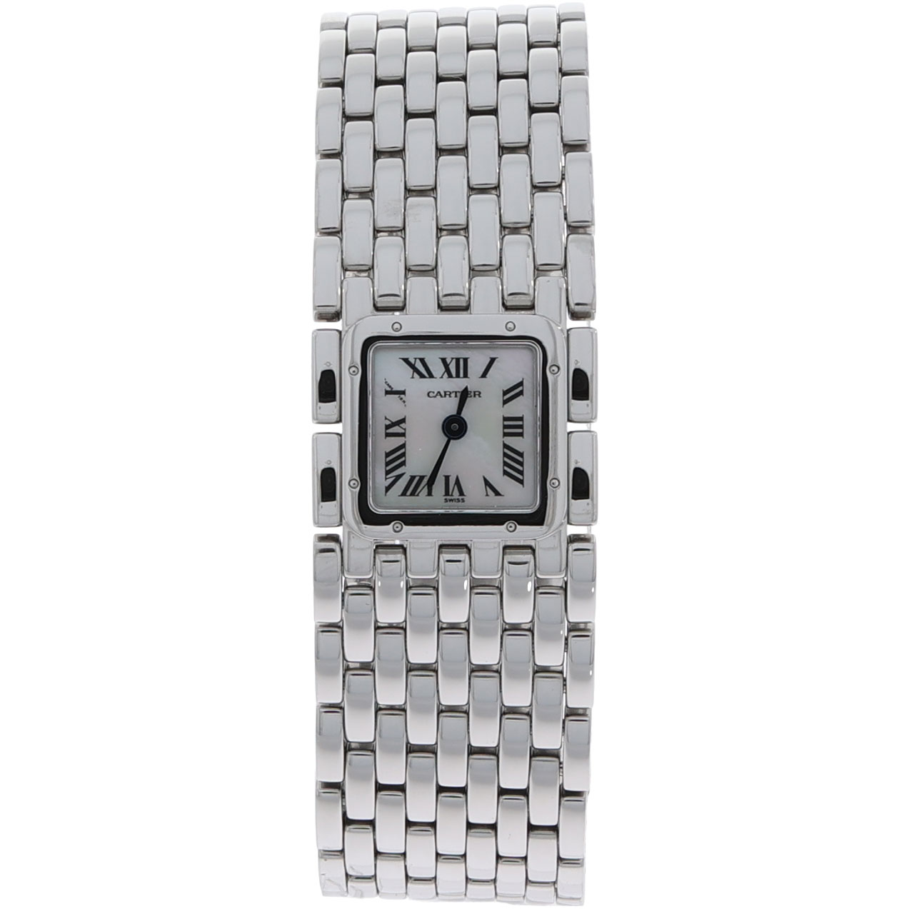 Cartier tank mini ruban panthere steel white dial watch
