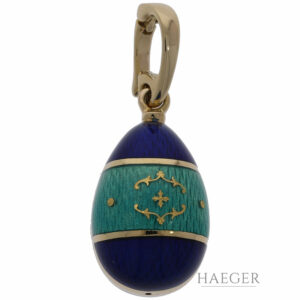 Fabergé Ei Anhaenger Gelbgold 18 Karat mit Emaille und originalem Zertifikat