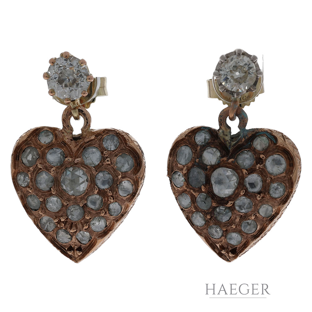 Herz-Ohrhaenger 585er Gelbgold mit Diamanten