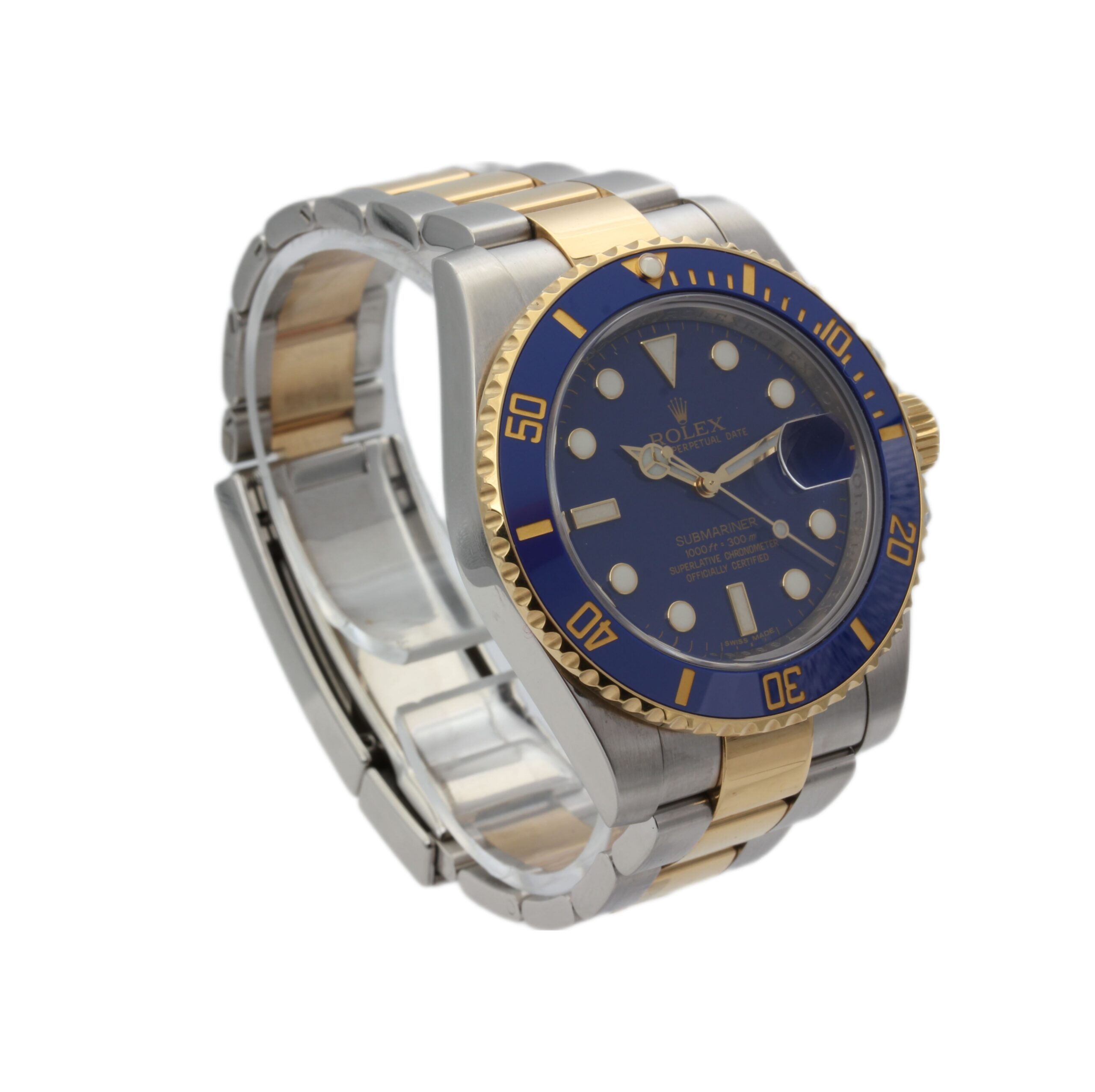rolex submariner date stahl gold blaues ziffernblatt mit box und papieren