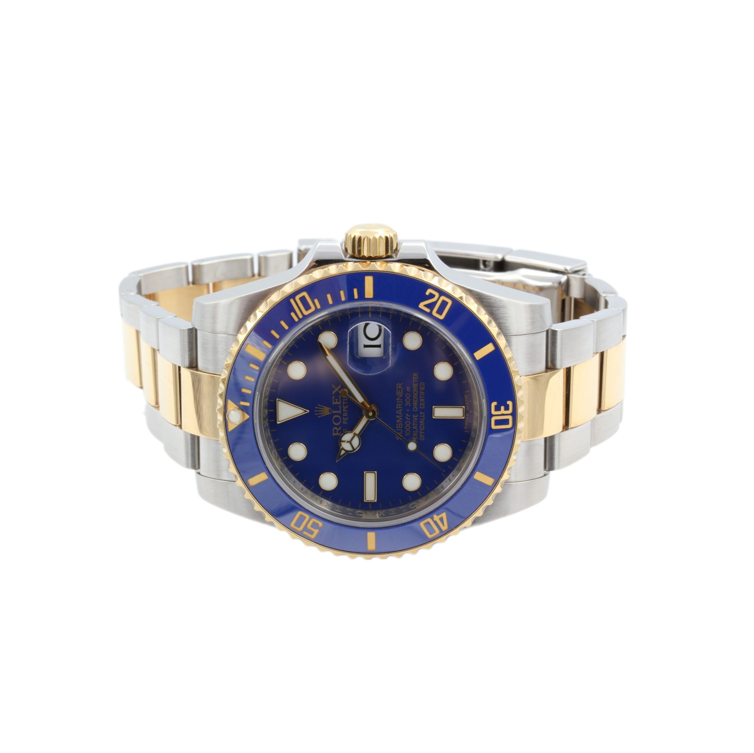 rolex submariner date stahl gold blaues ziffernblatt mit box und papieren