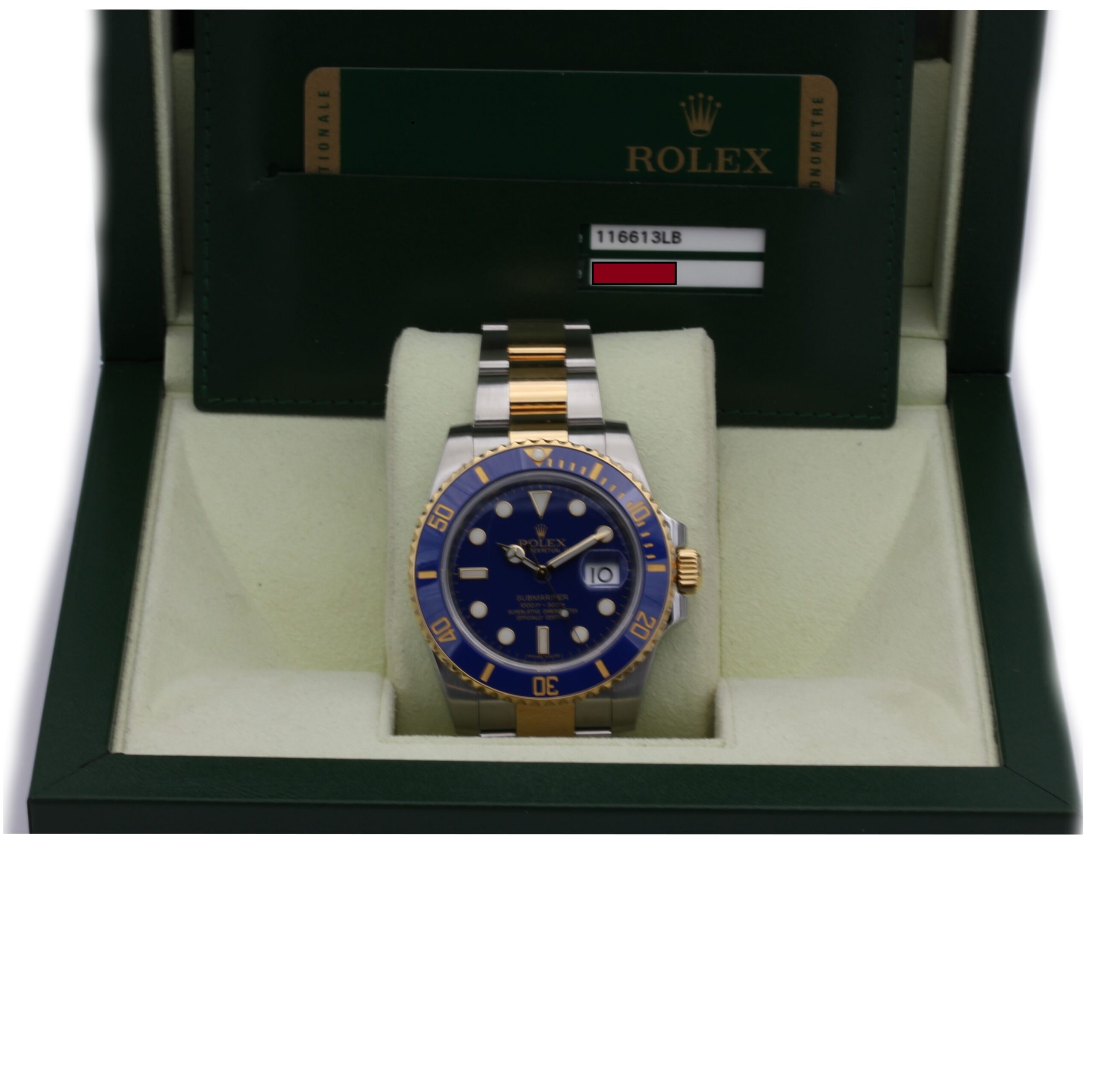 rolex submariner date stahl gold blaues ziffernblatt mit box und papieren